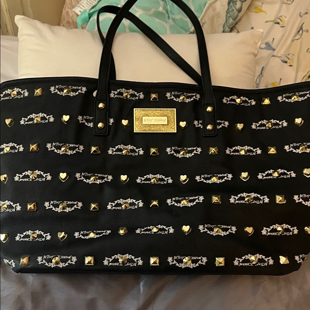 Betsey Johnson Black Tote with Gold Accents